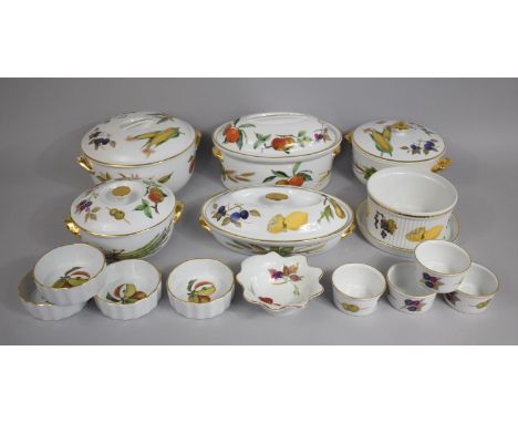 A Collection of Various Royal Worcester Evesham Dinnerwares to Comprise Large Plates, Small Plates, Dishes, Domed Covers and 