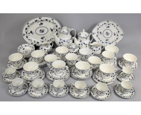 A Large Royal Doulton Yorktown Service to Comprise Oval Platter, Cake Plate, Coffee Pot, Tea Pot, Six Bowls, Eight Side Plate