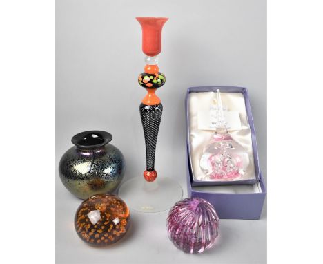 A Collection of Contemporary Glass to Comprise Boxed Crystal Clear Collectables "Hottonia" Paperweight, Caithness Paperweight