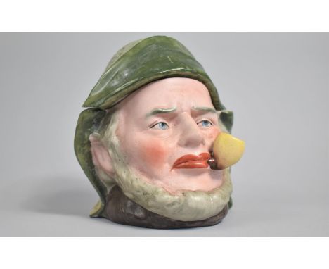 A Continental Bisque Tobacco Pot, Gent Smoking a Pipe, 14cm high 
