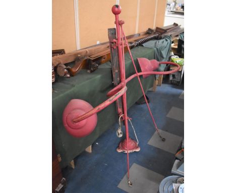 A Vintage Wall Hanging Metal Swing Sign Frame with Twin Pendant Light Fittings 