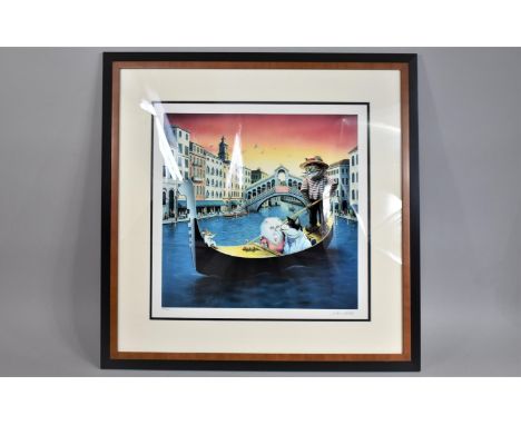 A Framed Limited Edition Print by Don Roth, Kool-Kat Kollection, Gondola Romance, 355/995, 40x40cm 