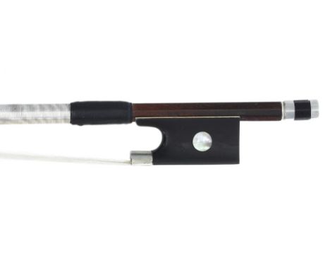 German silver mounted violin bow of the Knopf School circa 1870, stamped Vtor Fetique á Paris, the stick round, the ebony fro