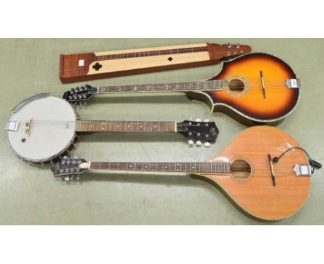 Modern Aisling octave mandolin, the shaped sunburst spruce table banded with abalone, with further abalone slot inlay to the 