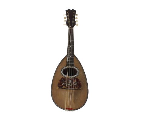 Good Neapolitan mandolin by and labelled Jerome Thibouville Lamy &amp; Cie...Paris, with fluted bowl back, the mother of pear