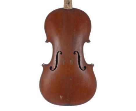 Good French Mirecourt violin of the Colin School, the two piece back of faint medium curl with similar wood to the sides, the