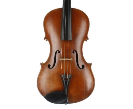 Old viola carved with maker's monogram to the reverse of the peg box, 16 1/8", 41cm 