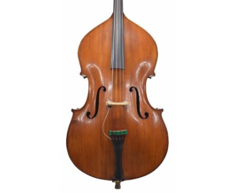 Good German double bass, with well figured maple back and sides, the head of matching wood, also with geometric purfling inla