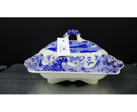 Spode blue and white Italian pattern rectangular tureen and cover