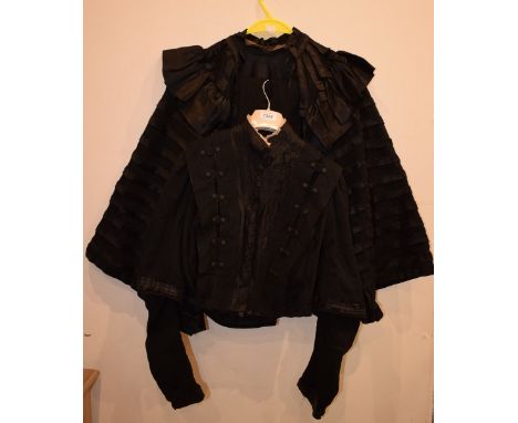 Vintage Costume - a Victorian black silk mourning outfit