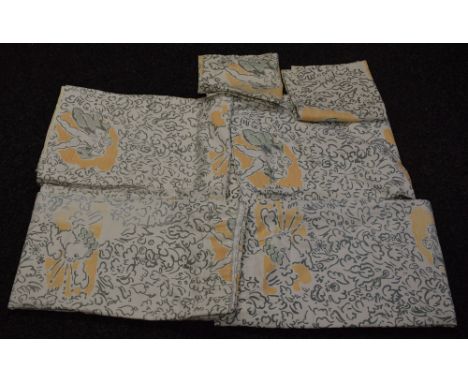 Textiles - a pair of Laura Ashley curtains, 1985, cherub design; another pair similar