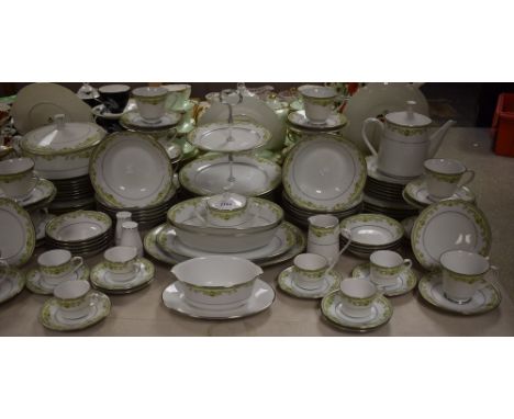 A Noritake Raleigh pattern dinner, tea and coffee service, including tureens cake stand, teapot, gravy boat, meat plates, cup