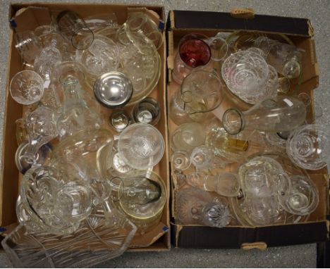 Glassware - cut glass drinking glasses, vases, fruit bowls, decanter, serving bowls; large quantity 