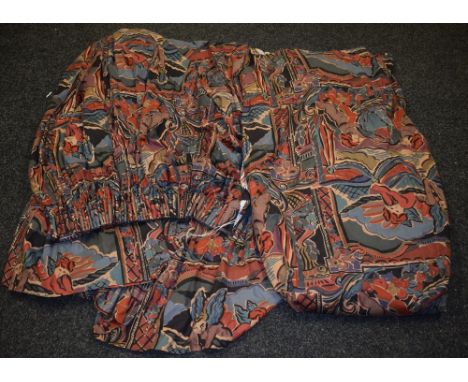 Textiles - A large pair of curtains, Angel Delight by Munro & Tutty for Christian Fischbacher, cherubs and swags