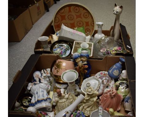 Ceramics and glassware to include and ceramic figures; floral decorated china animals; figures, ceramic cats; etc (quantity) 