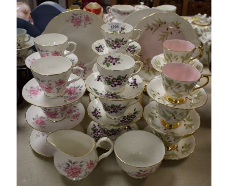 A Royal Albert Braemar pattern tea service for six; others, Duchess Violetta pattern, Duchess pink roses pattern (3)