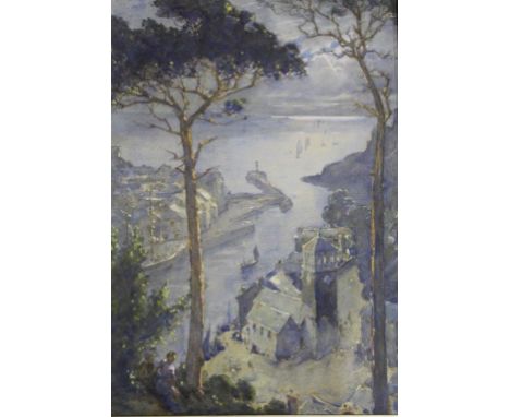 LINDSAY DENING SYMINGTON (1872-1942) LOOE BY MOONLIGHT Signed, watercolour and pencil 34 x 24cm. * Symington was a model for 