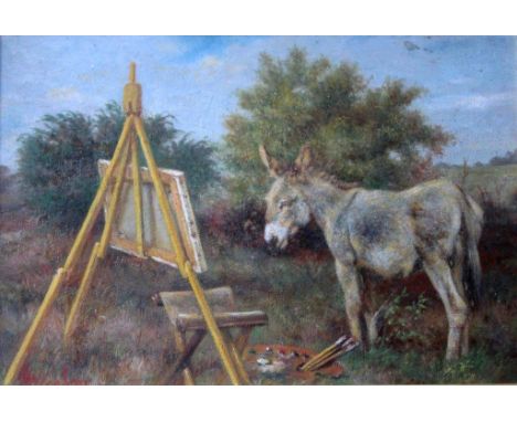 WILLIAM WEEKES (1856-1909) AN ADMIRER BUT NOT A BUYER Signed, oil on board 18.5 x 28cm. ++ Some slight craquelure; needs a li