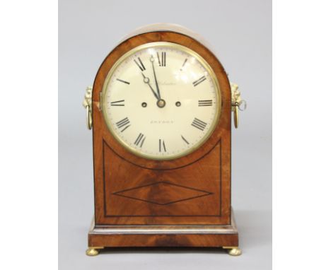 REGENCY MAHOGANY BRACKET CLOCK, the 7 3/4" dial inscribed Jno Holnden/London on a brass, eight day, twin fusee movement, half