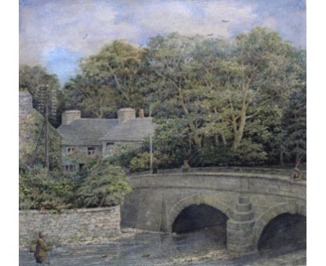 JOHN WILLIAM NORTH, ARA, RWS (1842-1924) `BIRMINGHAM FISHERMEN TRY TO CATCH TROUT, THE LOCALS SMILE AND DO` Inscribed with ti