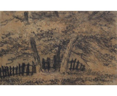 DR THOMAS MONRO (1759-1833) AN OLD FENCE AND TREES Charcoal on brown paper 13 x 21cm; with four pencil and wash sketches by S