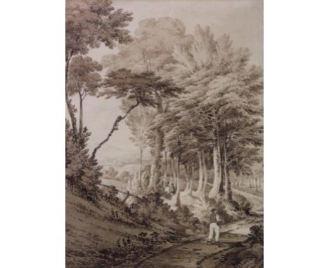 THE REV. JAMES BOURNE (1773-1854) THE HOLMWOOD NEAR LEITH HILL Brown wash and pencil drawing 36.5 x 26.5cm.; with another gre