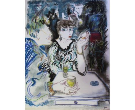 •FREDERIC PIERRE (b.1951) UN VISAGE, UN REGARD, PERDUE SON TEMPS Signed and dated 86, inscribed with title, coloured chalks 6