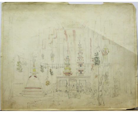 SAMUEL DANIELL (1775-1811) INTERIOR OF THE TEMPLE OF THE TOOTH, KANDY, CEYLON (SRI LANKA) Pencil and watercolour, unframed 45