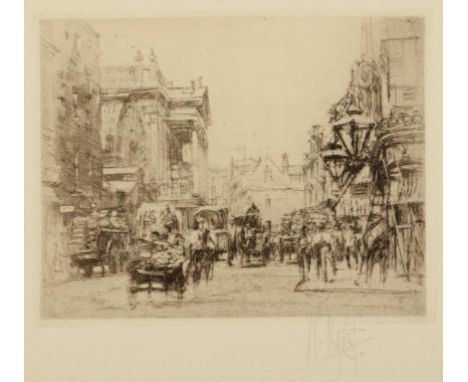 WILLIAM WALCOT (1874-1943) COVENT GARDEN AND THE ROYAL OPERA HOUSE; ST PAUL'S FROM THE THAMES; TUFTON STREET, OLD WESTMINSTER