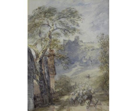 DAVID COX (1783-1859) LUDLOW CASTLE Watercolour and pencil 30 x 21.5cm. Provenance: London, Thos. Agnew &amp; Sons Ltd (label