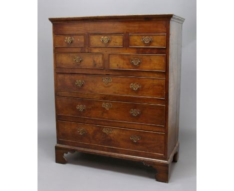OAK AND ELM TALLBOY, late 18th or early 19th century, the rectangular top with later lidded recess above an arrangement of ei