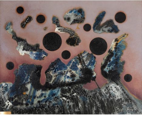 JOAN JOSEP THARRATS VIDAL (Girona, 1918 - Barcelona, 2001)."Nou discos". 1976.Oil on canvas.Signed in the lower right corner.