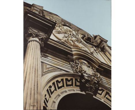 FRANCISCO RODRÍGUEZ RUIZ (Zújar, Granada, 1982)."Parish Church of Saints Justo and Pastor, Granada".Acrylic on canvas.Signed 