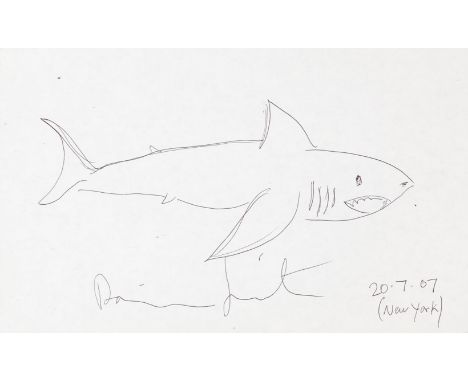 DAMIEN HIRST (Bristol, United Kingdom, 1965)."Shark, New York, 20.07.2007.Ink on paper.Signed, dated and located in the lower