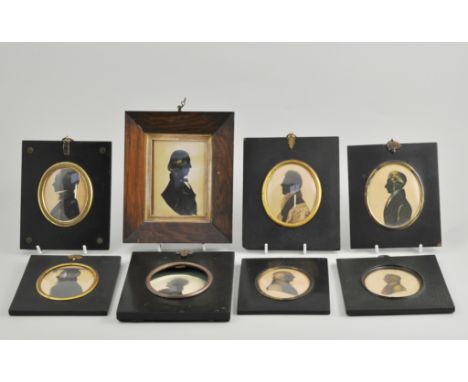 English School, 19th Century, miniature portrait, profile silhouette, head and shoulders of a gentleman, heightened in gilt, 