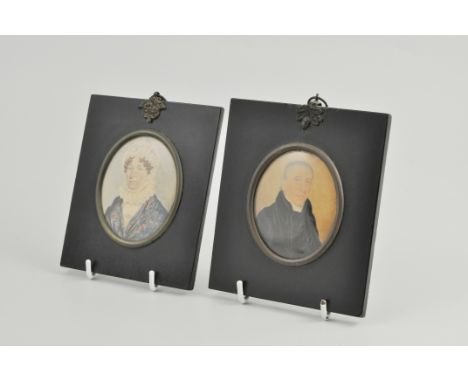 English School, early 19th Century, portrait miniature, head and shoulders of a lady, watercolour, unsigned, 7.5cm x 6cm, ins