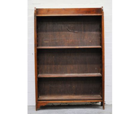 Set of walnut adjustable and open shelving/bookcase , with shallow top shelf, width 91cm.