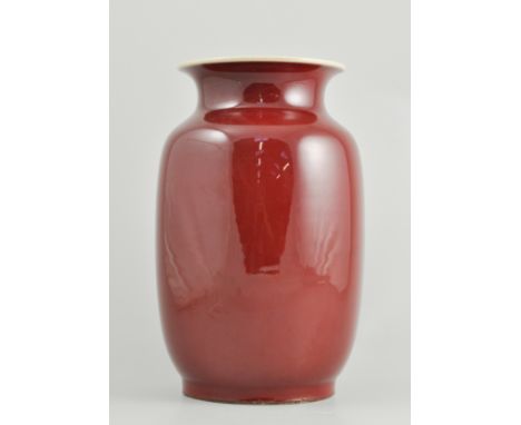 Chinese "Sang de Boeuf" lantern shaped vase, height 28cm, drilled.