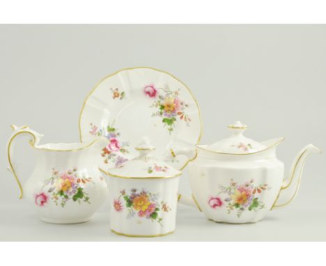 Collection of Royal Crown Derby Posy pattern teaware to include, teapot, four egg cups, two milk jugs, lidded sugar bowl, but