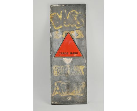 Brewery Advertising: Early 20th Century slate and enamel advertising sign, "Bass & Co's Burton Ale" with the "Bass" red trian