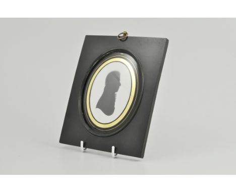 Late 18th Century English School, portrait miniature profile silhouette, head and shoulders of a gentleman on plaster, visibl