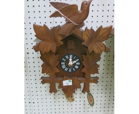 * German small wooden cased cuckoo clock with weight driven movement RRP £162 