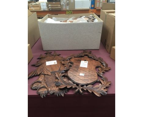 * 6 x Various carved wood designs from Oak Leaf, Pinetree, Cuckoo Clock back plates.