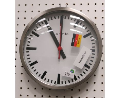 * Hermle grey metal surround quartz wall clock 