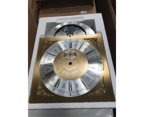 * 16 x boxed white dials 280mm x 395mm together with a single dial with Engraved Brass Plate and 'Silver' chapter ring and ar