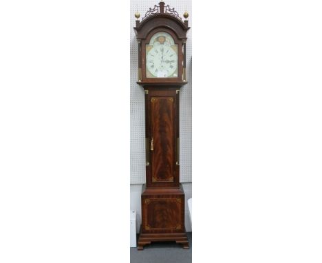 * 18th Century design inlaid mahogany longcase clock; white dial inscribed Comitti, London; 8 day movement with Whittington /