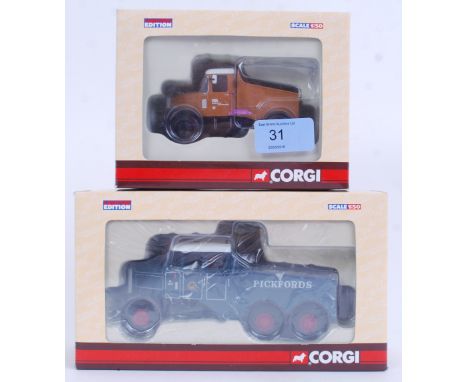 CORGI 1:50: Two Corgi 1:50 scale diecast model Scammell trucks - both within the original packaging; CC11103 and CC10707