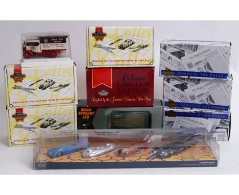 DIECAST: A collection of assorted boxed diecast models to include a Lledo Thrust set, Matchbox Collectibles, Corgi Eddie Stob