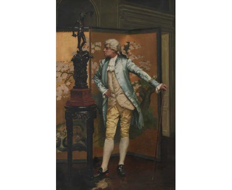 Rowland Holyoake (1861–1928)The connoisseurSigned and dated R Holyoake/1888 (lower right)Oil on canvas76 x 51.5cm; 30 x 20¼in