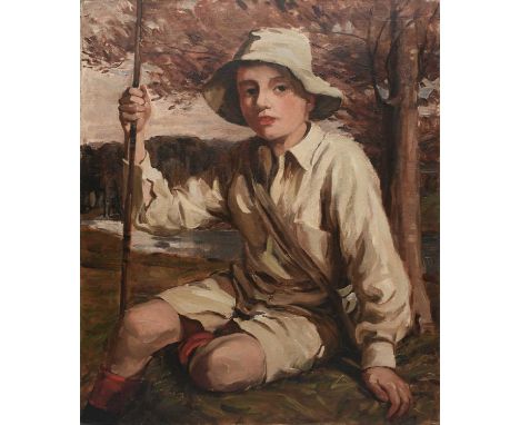 Continental School (20th Century)Portrait of a shepherd boy, seated in a landscapeOil on canvas 76.4 x 63.9cm; 30 x 25¼inUnfr